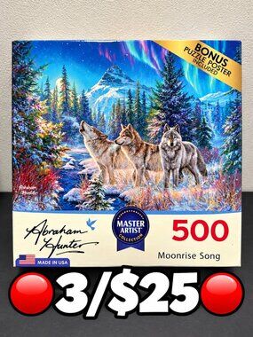 RoseArt Abraham Hunter Moonrise Song 500 Piece Jigsaw Puzzle SALE🔴3/$25🔴